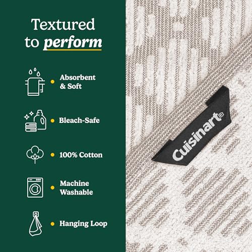 Image of Best Brands Cuisinart Cotton Kitchen Towels, 2-Pack 18x28, Bleach Safe | Handles dishes and spills with ease, durable for everyday cleaning, super absorbent, machine washable, OEKO-TEX certified