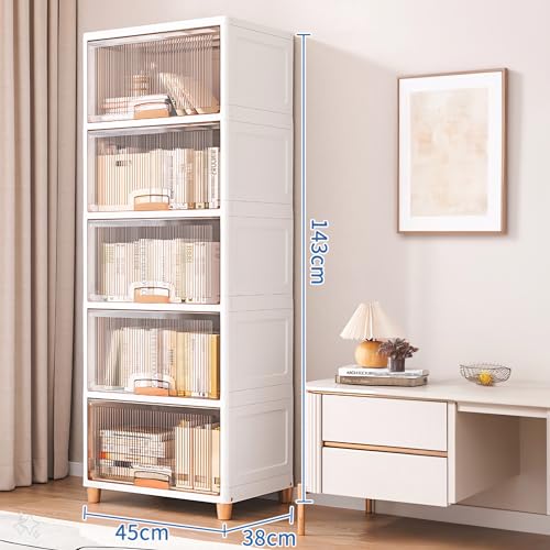 Image of mechdel Cupboard Rack for Clothes Plastic Cabinet for Storages Foldable Wardrobe for Clothes Plastic Cloth Rack for Storages Clothe Storage (Cupboard Rack-1 Door - Transparent, 5+5 (Set))