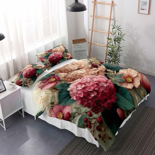 Parure de lit réversible à motif floral rose rouge avec couvre-lit rustique - 4