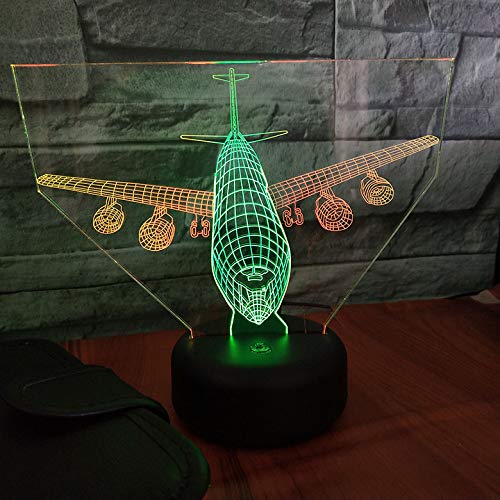 3D Night Lamp, 3D Illusion Night Light 3D Airplane Optical Illusion Night Lights USB Powered 7 Color Changing (Airplane)