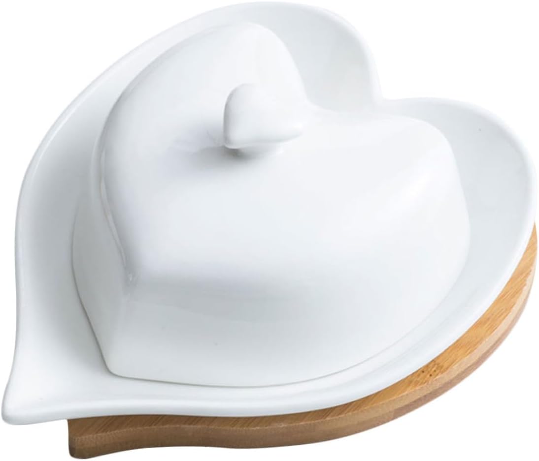 Heart-shaped Ceramic Butter Dish Tableware Butter Storage Holder for Snacks Elegant Kitchen Plate for Housewarming and Everyday Use