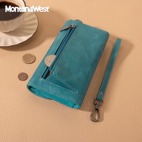 Image of Montana West Wallets for Women Large Phone Wristlet Wallets Trifold Money Organizers with Coin Purse and Wrist Strap