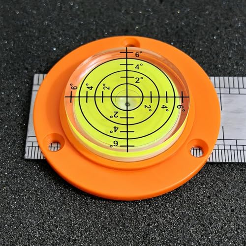 ZUJHPYMI 2Pcs Circular Bubble Levels with Plastic Case Base, Round Spirit Level Measuring Layout Tools Levels, Screw Mounted (50x9mm)