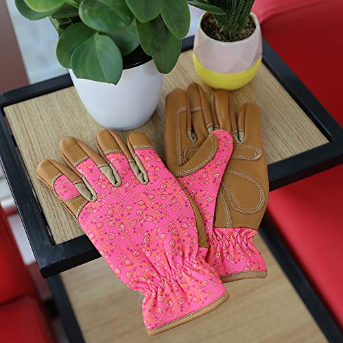 Olson Deepak Gardening Gloves Leather Garden Glove For Women, Working Gloves For Weeding, Digging, Planting, Raking And Pruning(Pink) #TOP1