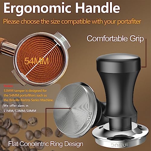 53Mm Espresso Tamper,Dagui Upgrade 3.0 Premium Calibrated 30Lb Coffee Tamper With Spring Loaded,100% Stainless Steel Ground Tamper Compatible With Breville Series 54Mm Portafilter Basket #TOP2