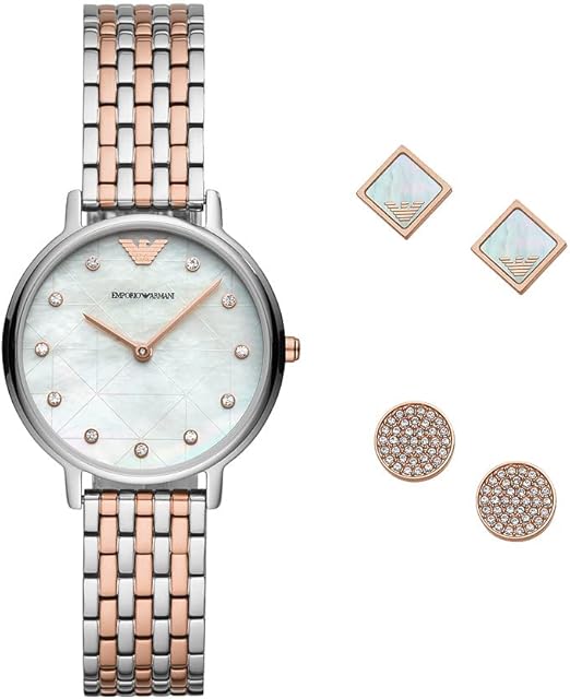 Emporio Armani Women's Two-Hand Two-Tone Stainless Steel Watch Gift Set