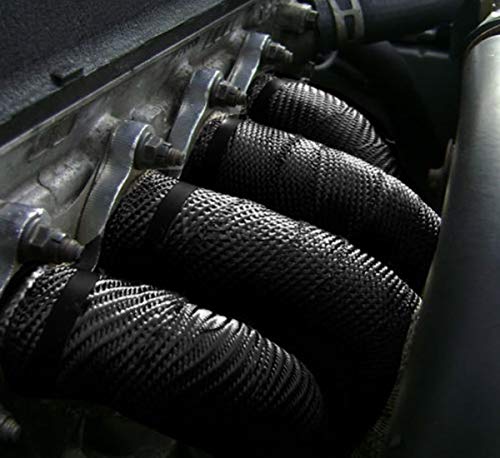 Foneso 2" x 50' Black Exhaust Heat Wrap Roll for Motorcycle Fiberglass Heat Shield Tape with Stainless Ties (2 Roll + 24 Ties Kit)