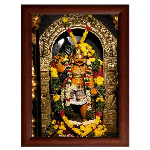 Image of ZirFrame Lord Karuppanasamy Premium 18 m Padi Karuppusamy Photo Frame for Wall Decoration | HD Divine Tamil God Artwork with Durable Wooden Frame | Spiritual Home Temple Decor Gift for Pooja Room, Living Room, Office | Traditional South Indian Devotional Wall Art Frame (Brown1, 8 x 12 Inch)