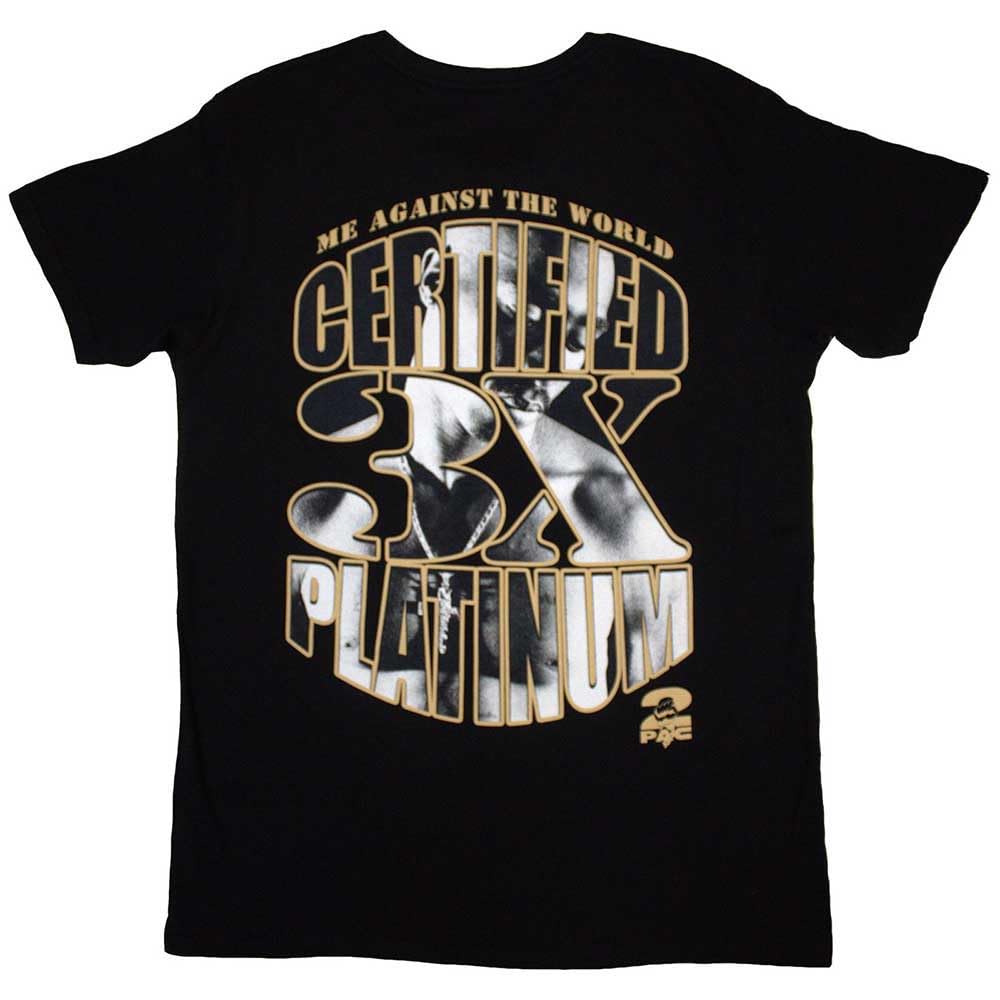 Rock Off Officially Licensed Products Men's Black Tupac Platinum Logo T Shirt Xxl