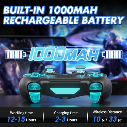 Gamrombo Wireless Controller für PS4, Game Controller kompatibel mit PS4/Pro/Slim/PC Gamepad mit Turbo/Zurück Taste/Dual Vibration/6-Achsen Gyro Sensor/Touchpanel – Bild 5