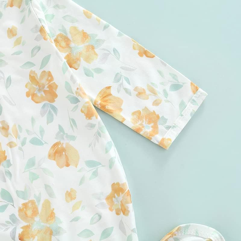 Miniatura 5 de Traje de bebé recién nacido, vestido anudado floral, vestido bohemio con nudo de corbata, bolsa de hospital con diadema