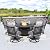 Kurapika 7 Piece Metal Moden Outdoor Patio Furniture Set with Round Fire Pit Table, Patio Conversation Sets 6 Swivel Chairs with Thick Cushion and 40000 BTU Fire Pit Table, for Yard Deck, Grey