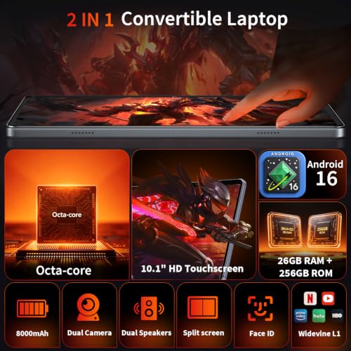 Image of Android 16 Tablet with Keyboard - 26GB+256GB+2TB Expand, Gemini AI-Green