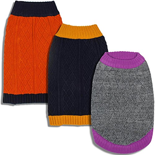 Blueberry Pet Melange Dog Sweater in Gray and Silver, Back Length 12