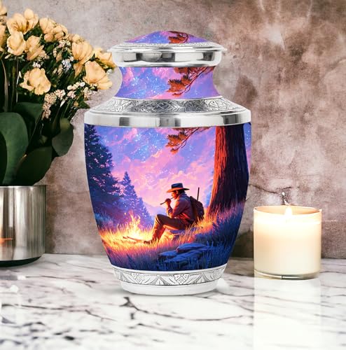Image of Cowboys Urn Decorative Urns for Ashes 1 Large & 4 Small | Large Burial Urn, Funeral for Mom & Dad, Cremation for Ashes