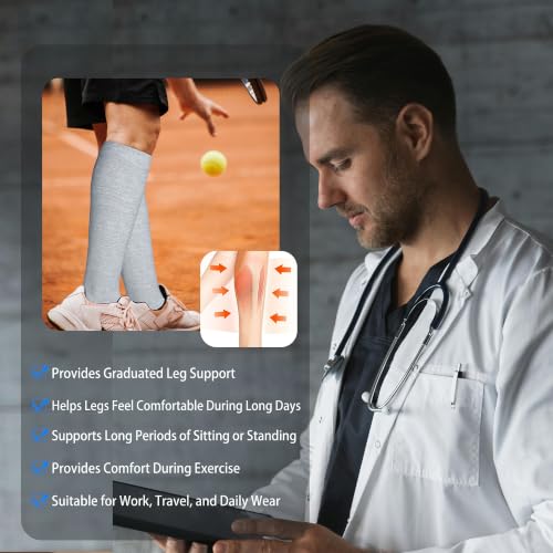 Image of LEVSOX Cotton Compression Socks for Women&Men 20-30mmHg Knee High Cute Support Sock for Nurses Pregnancy Travel
