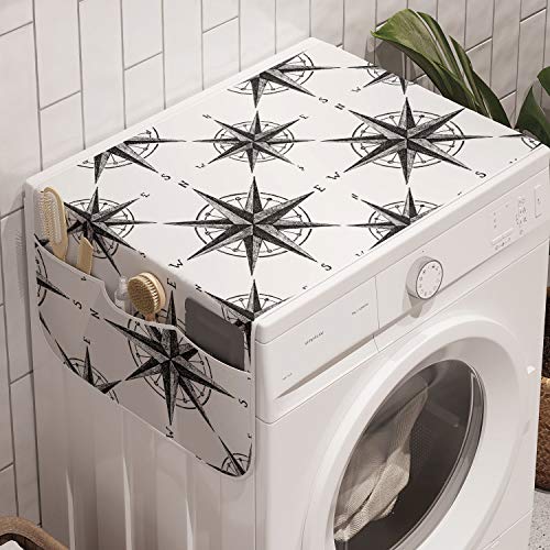 Ambesonne Compass Washing Machine Organizer, Black and White Sketch Style
