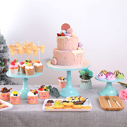 3 Piece Cake Stand, Cake Pop Stand Set Of Disc Diameter 8" 10" 12", Tall Cake Stands For Dessert Table, Perfect Display For Wedding, Graduation Party, Birthday, Baby Shower (Blue) #TOP2
