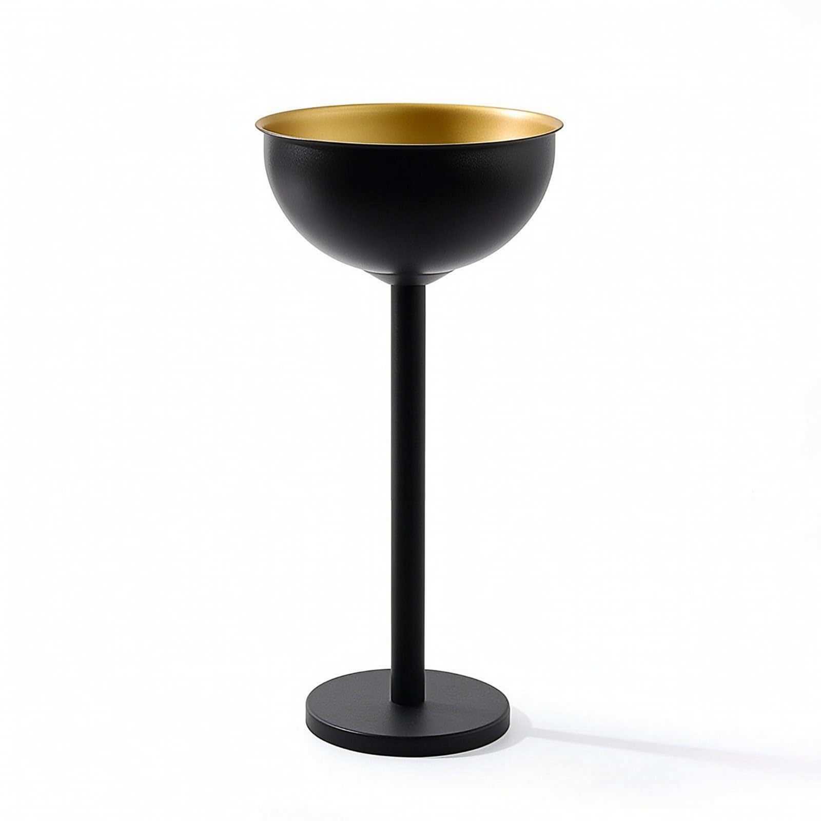 Soporte de Vino Soporte Cubo Botellero Pedestal Porta en Acero Inoxidable Liso Vertical y Base Pesada Adecuado para Servicio de Cócteles en Casa Salas , Negro Y Dorado , Redondo Con Soporte