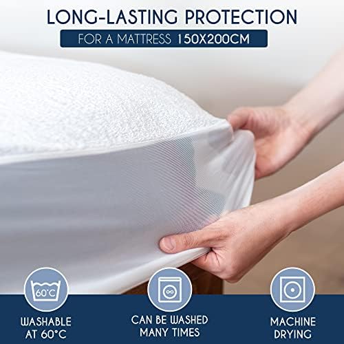 Waterproof King Size Mattress Protector by Dreamzie (Made in EU and OEKO TEX) - Mattress Protector King Size 28cm Deep (5ft x 6ft 6")