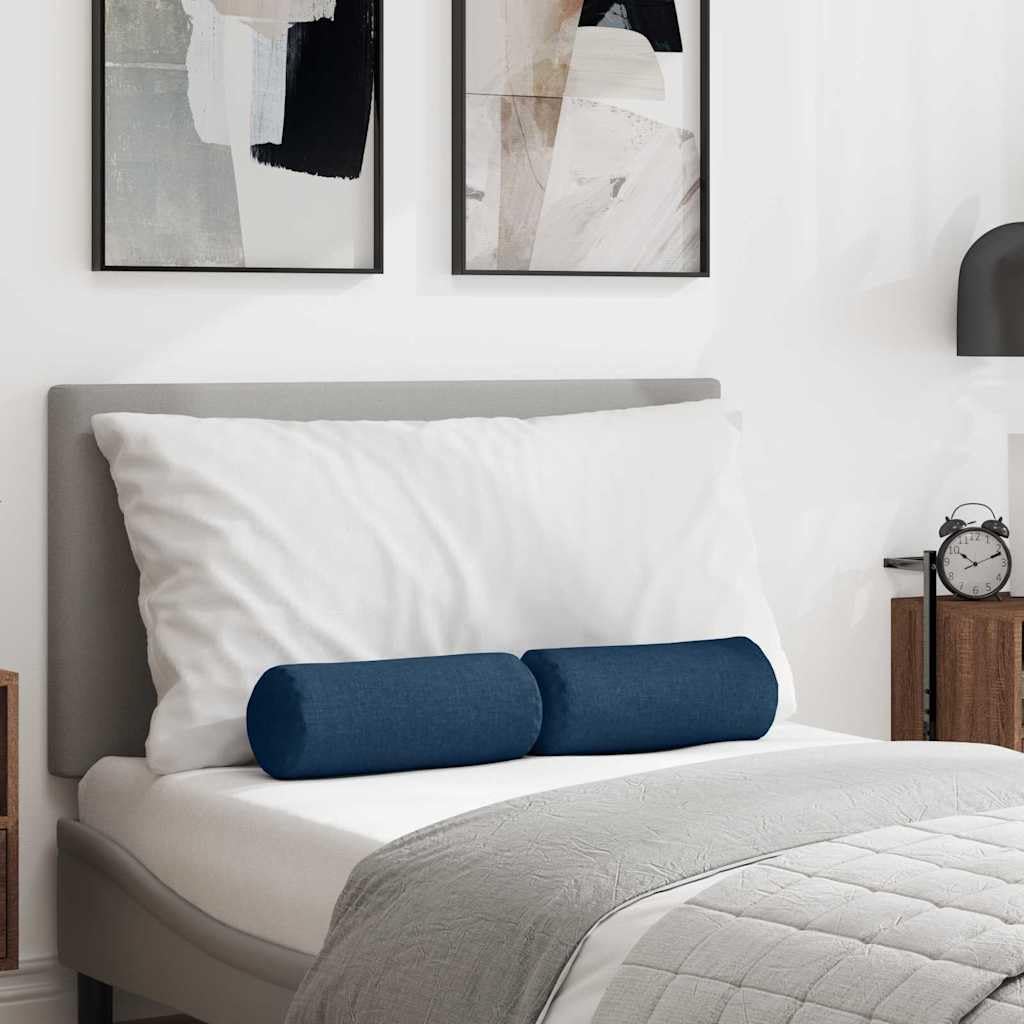 Coussin traversin bleu Ø15x40 cm confortable avec rembourrage polyester