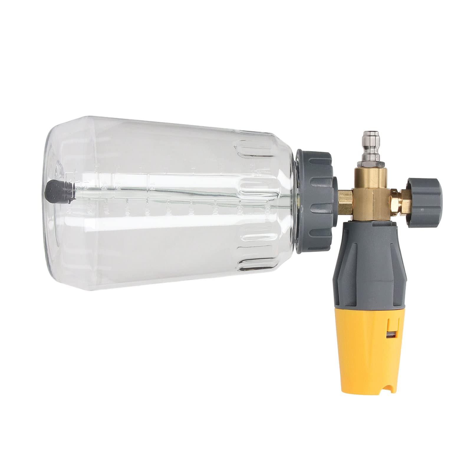 Fafeicy Generatore di Schiuma per Idropulitrice 1L, Ugello Regolabile 4000psi, Connessione Rapida 1/4 Pollici NPT Giallo