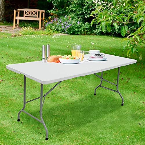 Bi-Fold Folding Table Portable Plastic Indoor Outdoor Picnic Party Dining Camp Tables (4Ft, 6Ft, 8Ft) (6Ft) #TOP4