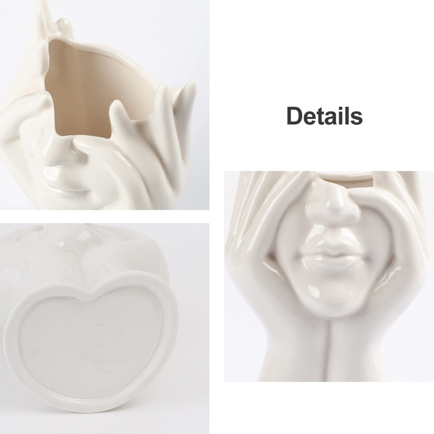 CEMABT Vaso per il Viso e Scrivania a Forma Femminile in Ceramica - Ideale per Scaffalatura, Decorazione Moderna da Tavolo, Semi-Faccia (Stile-B)