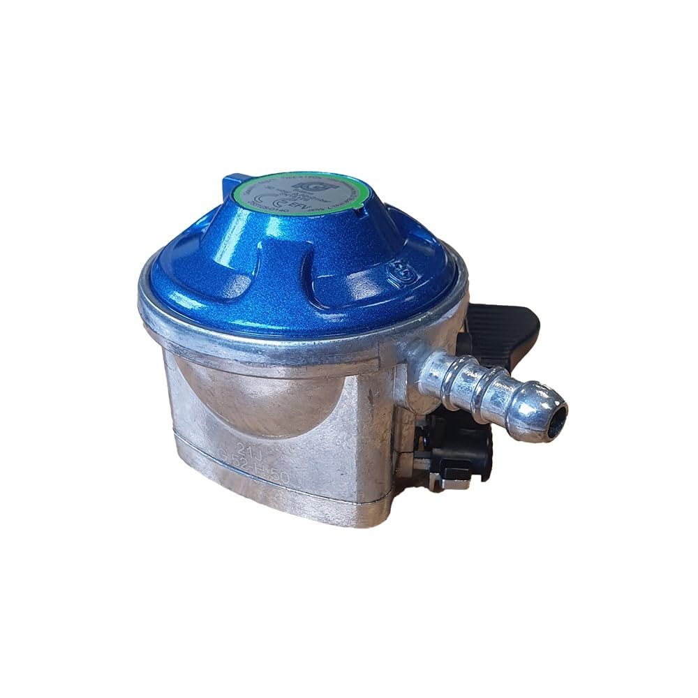 21mm Clip‑On Butane Gas Regulator – 28mbar Low Pressure LPG Regulator for Heaters, BBQs & Camping Stoves – Fits 7kg, 13kg, 15kg Butane Bottles
