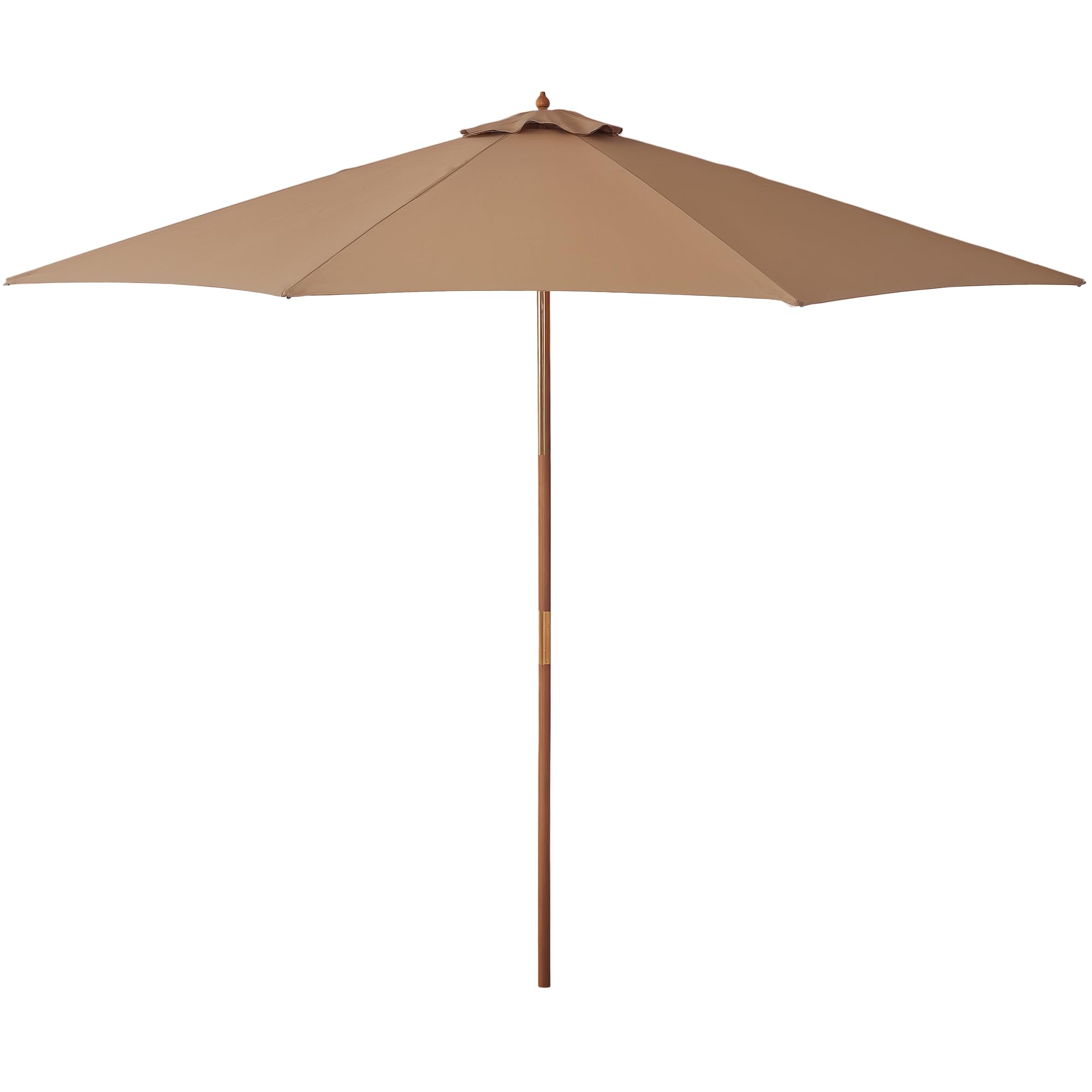 Outsunny Khaki 3(M) Garden Parasol, Pulley Operated Patio Umbrella, Wooden Parasol, Table Market Umbrella With Rope Pulley Mechanism And 8 Ribs,
