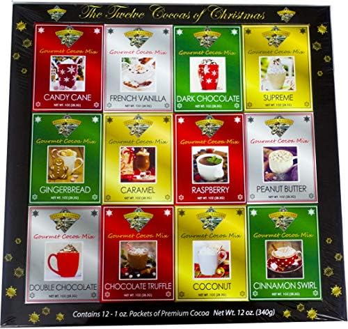 Christmas Cocoa Gift Hot Chocolate Gourmet Gift Box Set or Sampler - Best Xmas Holiday Present For Friends, Entire Family, Corporate, Client, Coworkers Teachers (Cocoa)