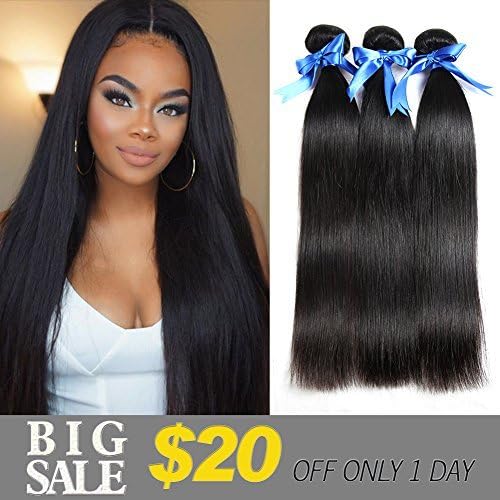 Vivi Babi Hair 12 14 16 Inches Brazilian Straight Hair 3 Bundles Unprocessed Brazilian Human Hair Extensions 100g/Bundle Natural Black
