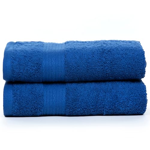 Ample Decor Toallas de baño 100 % algodón para baño, Pack Toallas 2 unidades, 76 x 137 cm, 600 g/m², suaves y absorbentes, color azul marino