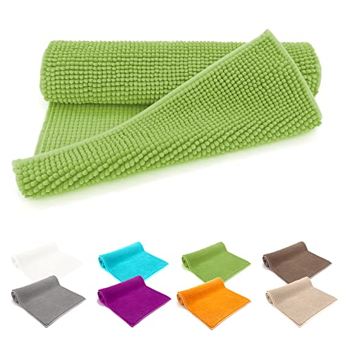 heimtexland ® Badvorleger Chenille Super Flauschig Saugstark Badteppich Badematte Ökotex Typ771 Grün 70 x 120 cm