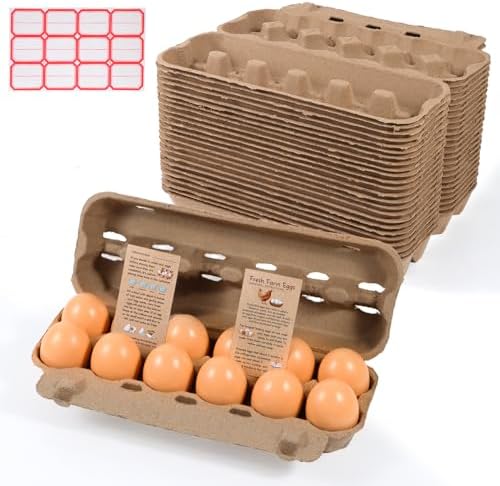 36 Pack) Vibrant Life Egg Cartons, Natural Pulp Paper Material, Holds 12 Eggs