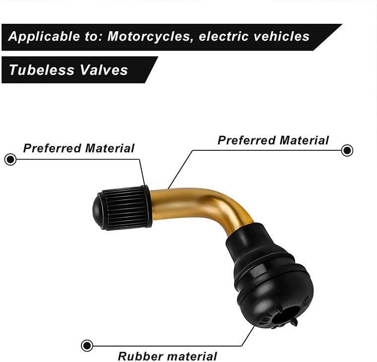 2 Pack PVR70 Valve Stem Bent - PVR50/PVR60/PVR70 90-Degree Angled Brass Stem Snap-in Rubber Base - Universal with Most Tubeless Tire Rim (Applicable Diameter 10mm) (PVR70 x 2)