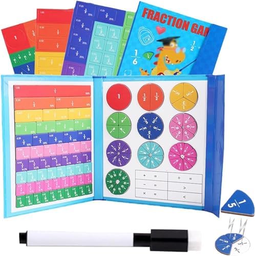 Magnetic Fraction Tiles & Fraction Circles,Learning Games for Elementary School,Fractions manipulatives Educational for Elementary School,Math Manipulatives for Elementary School Early Math Skills.