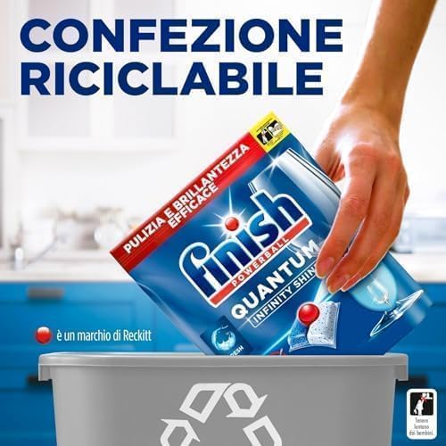 Finish Quantum Infinity Shine Pastiglie Lavastoviglie, 120 Capsule Lavastoviglie, Detergenti per Lavastoviglie per una Pulizia e Brillantezza Efficace (Confezione da 3) - Immagine 5