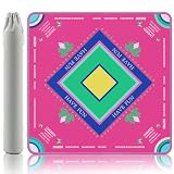 Gedgan Mahjong Mat with Lotus & Butterfly Pattern, Anti-Slip Noise Reduction Rubber Gaming Mat, 32.4 x 32.4 Inch Magenta, Foldable Table Cover for Mahjong, Poker & Board Games