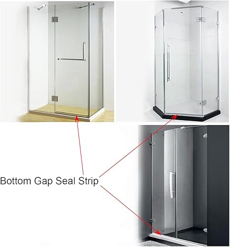 Miniatura 6 de Sello inferior de puerta de ducha sin marco con riel de goteo de vidrio grueso de 38 pulgadas de largo de 36 pulgadas de largo - Tira de sello de
