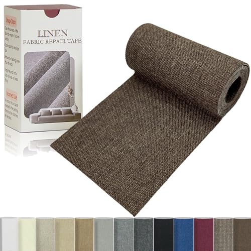 Gheeidau Linen Repair Tape 4x70 Inch Self-Adhesive Couch Patch Repair Fabric Patch for Furniture Sofas Cushion Chairs Bags Linen Goods(Dark Brown)