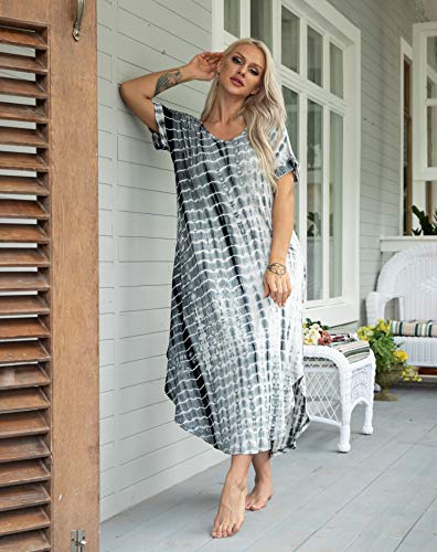 AVIIER Cotton Nightgowns for Women Sleeveless House Dress Ladies Long Nightdress with Pockets S-XXL3