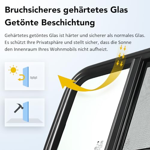GEARMONSTER Caravan Seitenfenster, Wohnmobil Schiebefenster, Wohnwagen getönt Fenster RV Fenster Wohnmobilfenster für Wohnmobile, Anhänger 700x400mm Wohnwagenfenster