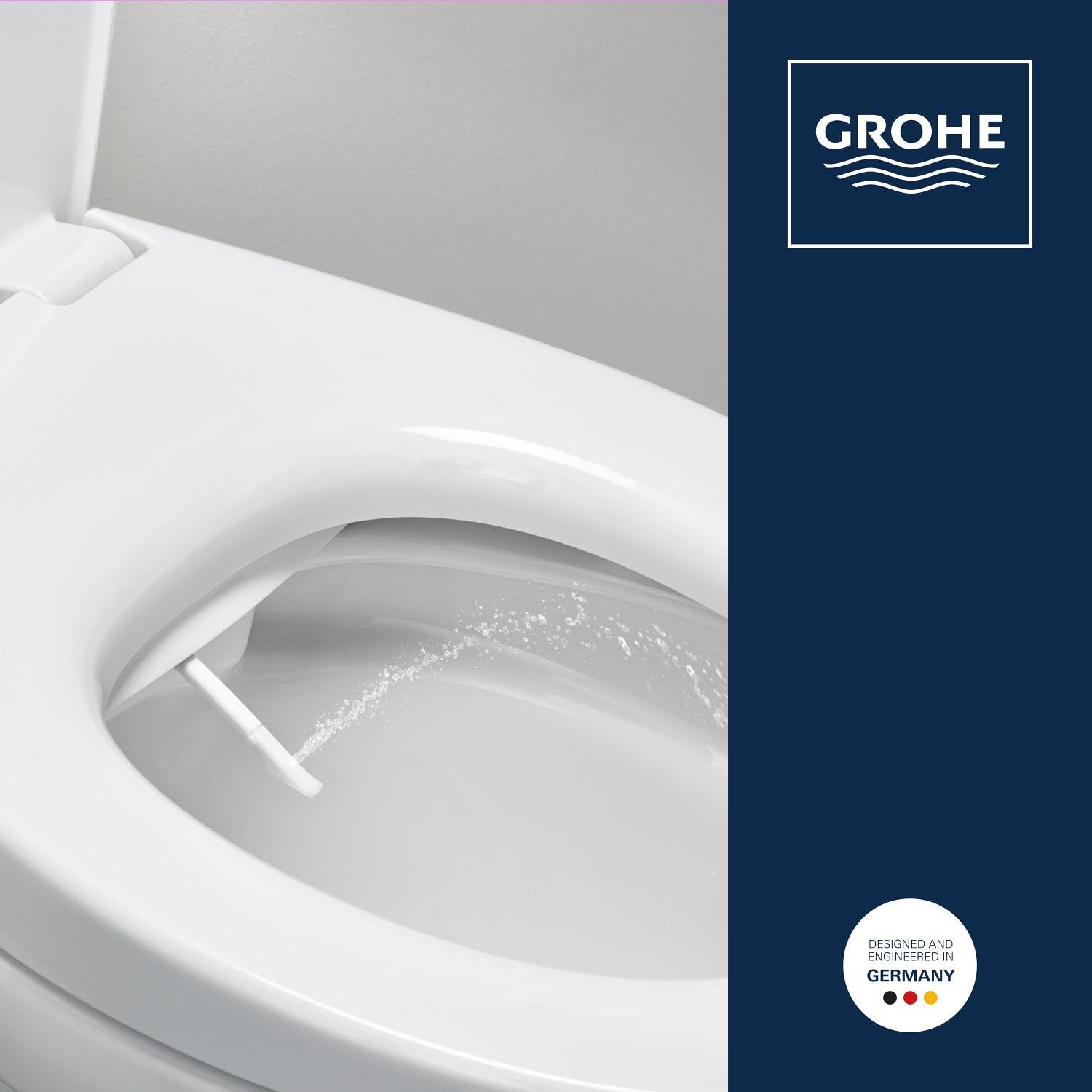 GROHE BAU Ceramic Asiento de bidé manual con tapa, ambos con caída amortiguada (asiento Duroplast, sin electricidad, 2 brazos autolimpiables, toma de agua 3/8"), 39648SH0