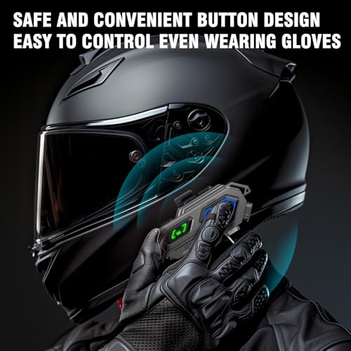 Image of EDYELL C8 Pro Motorcycle Bluetooth Headset,LED Emergency Lights,HiFi Stereo Calls,Wireless 50MM Earphone Helmet Bluetooth,IPX6 Waterproof,Compatible with All Helmets