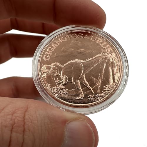 Image of Giganotosaurus Dinosaur 1 oz Pure .999 Copper Round Collecticble 39mm Challenge Coin in Capsule - COA by Heavenly Metals