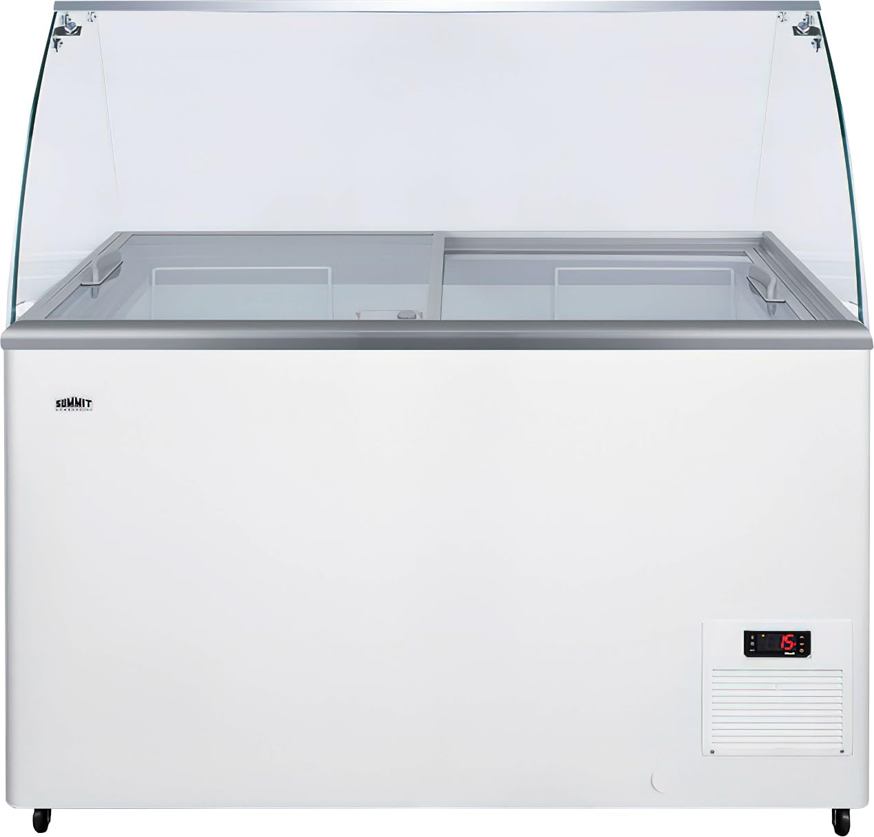 Summit Appliance NOVA35GDC 11.7 Cu.Ft. Dipping Cabinet (Unassembled); Manual Defrost; Commercially Approved; Mounted on Casters; Aluminum Work Surface; Glass Sneezeguard Included; Digital Thermostat