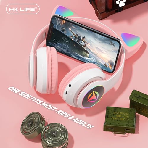 Image of Tubes- Wireless /Wired Bluetooth Kids Headphones with 105dB Safe and Upto 30 Hours Play Time, 800 mAh Battery for for Girls /Boys Gifts Cat Ear Online Learning School (Pink)