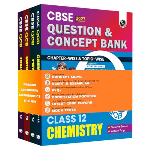 Image of PW CBSE Question & Concept Bank (QCB) Class 12 Physics, Chemistry, Mathematics and English COMBO Set of 4 Books Chapterwise & Topicwise Solved Questions For 2027 Exams
