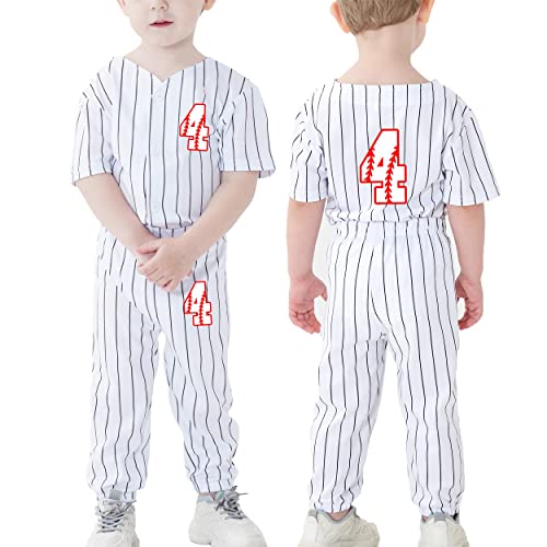 Image of BAICAIYU Toddler Boys Birthday Outfit Kids Baseball Jersey and Pants Suit Set 2nd 3rd 4 Years Old Stripe Cute Summer Clothes